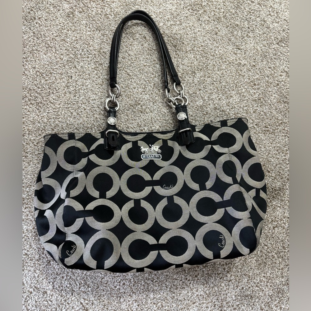 Coach Black and Gray Signature Tote Bag